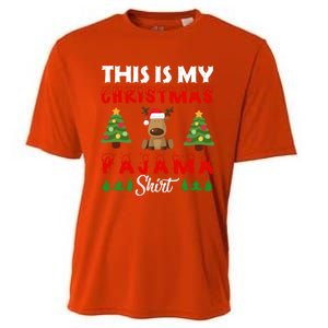 Xmas Pajama This Is My Christmas Pajama Reindeer Funny Gift Cooling Performance Crew T-Shirt