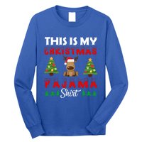 Xmas Pajama This Is My Christmas Pajama Reindeer Funny Gift Long Sleeve Shirt