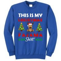 Xmas Pajama This Is My Christmas Pajama Reindeer Funny Gift Tall Sweatshirt