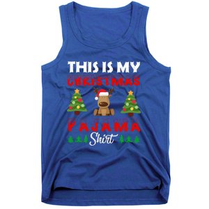 Xmas Pajama This Is My Christmas Pajama Reindeer Funny Gift Tank Top