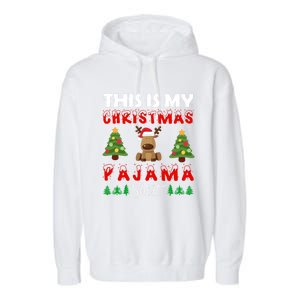 Xmas Pajama This Is My Christmas Pajama Reindeer Funny Gift Garment-Dyed Fleece Hoodie