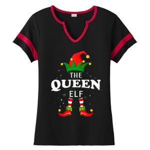 Xmas Queen Elf Family Matching Christmas Pajama Ladies Halftime Notch Neck Tee