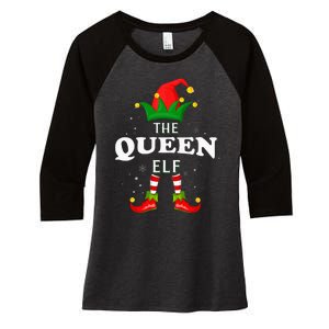 Xmas Queen Elf Family Matching Christmas Pajama Women's Tri-Blend 3/4-Sleeve Raglan Shirt