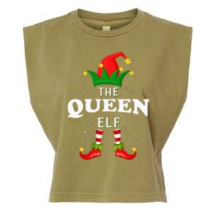 Xmas Queen Elf Family Matching Christmas Pajama Garment-Dyed Women's Muscle Tee