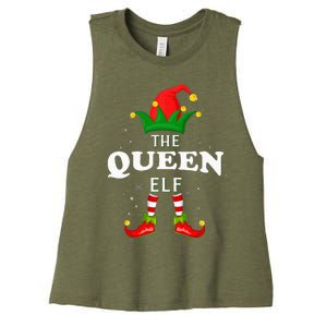 Xmas Queen Elf Family Matching Christmas Pajama Women's Racerback Cropped Tank