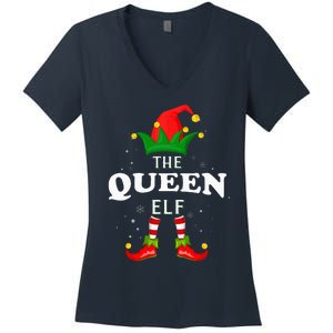 Xmas Queen Elf Family Matching Christmas Pajama Women's V-Neck T-Shirt