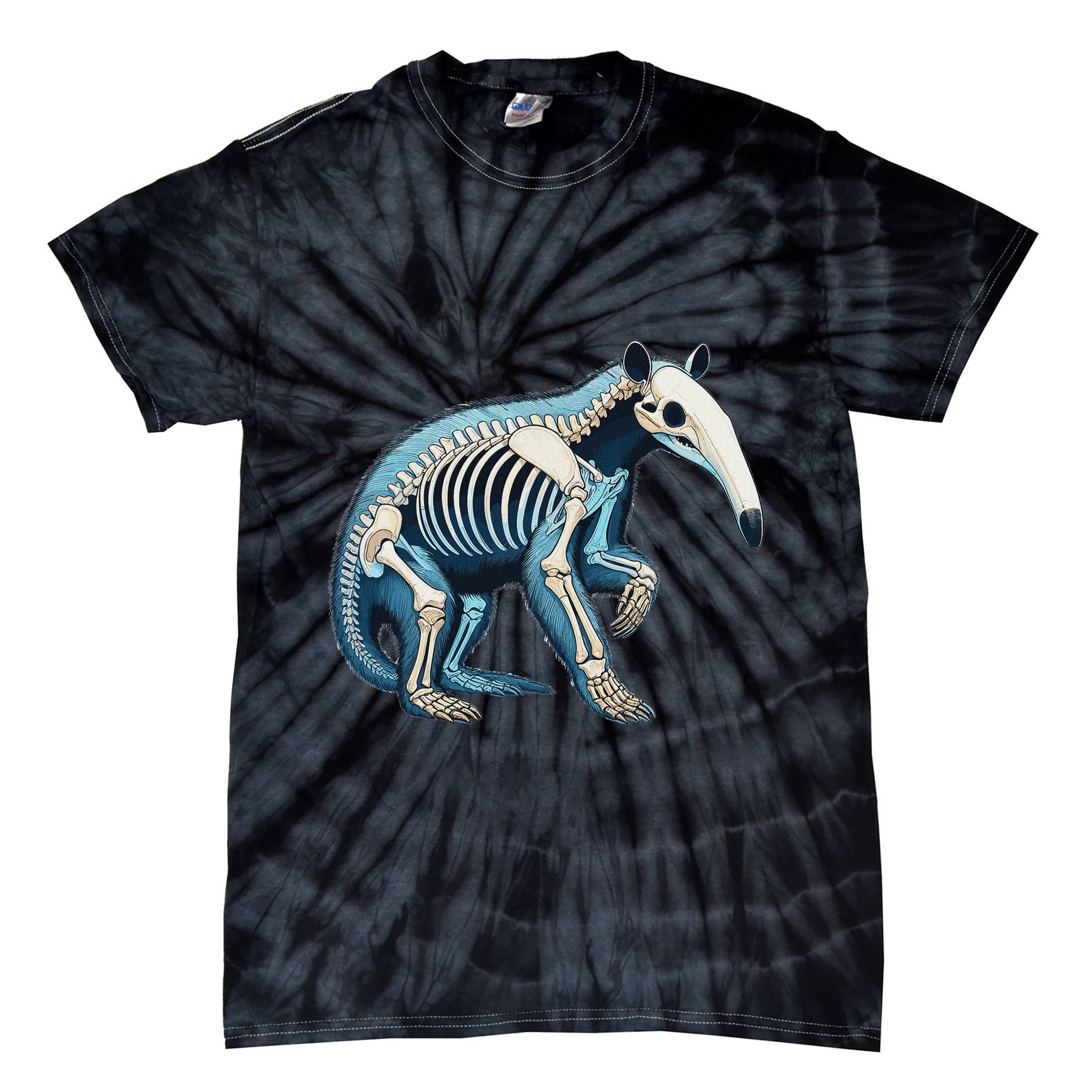 X Ray Anteater Body Anatomy Radiography Skeleton Tie-Dye T-Shirt