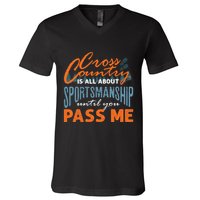 XC Running Cross Country Running Runner Funny XC Quote V-Neck T-Shirt