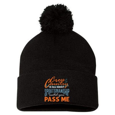 XC Running Cross Country Running Runner Funny XC Quote Pom Pom 12in Knit Beanie