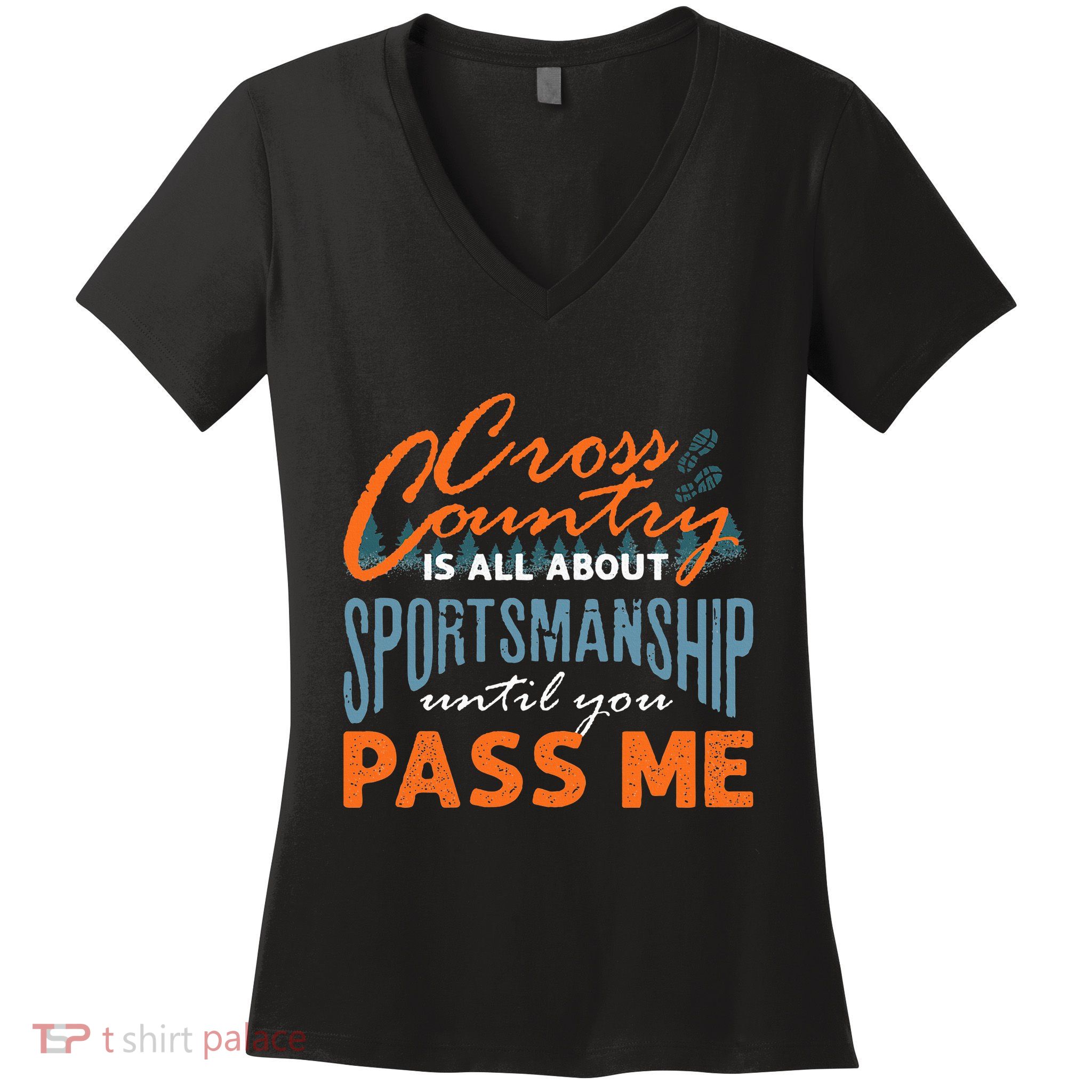 XC Running Cross Country Running Runner Funny XC Quote Women's V-Neck T-Shirt