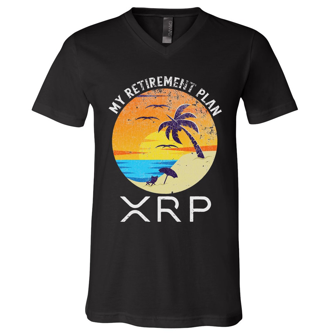 Xrp Ripple Cryptocurrency My Retirement Plan Beach Vacation V-Neck T-Shirt