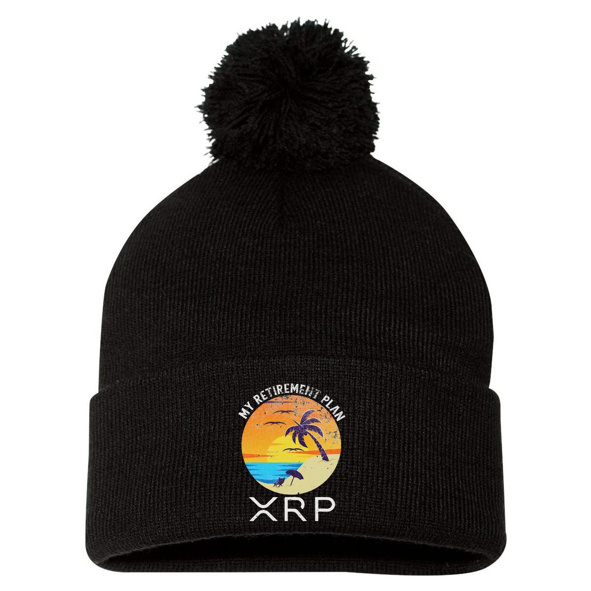 Xrp Ripple Cryptocurrency My Retirement Plan Beach Vacation Pom Pom 12in Knit Beanie