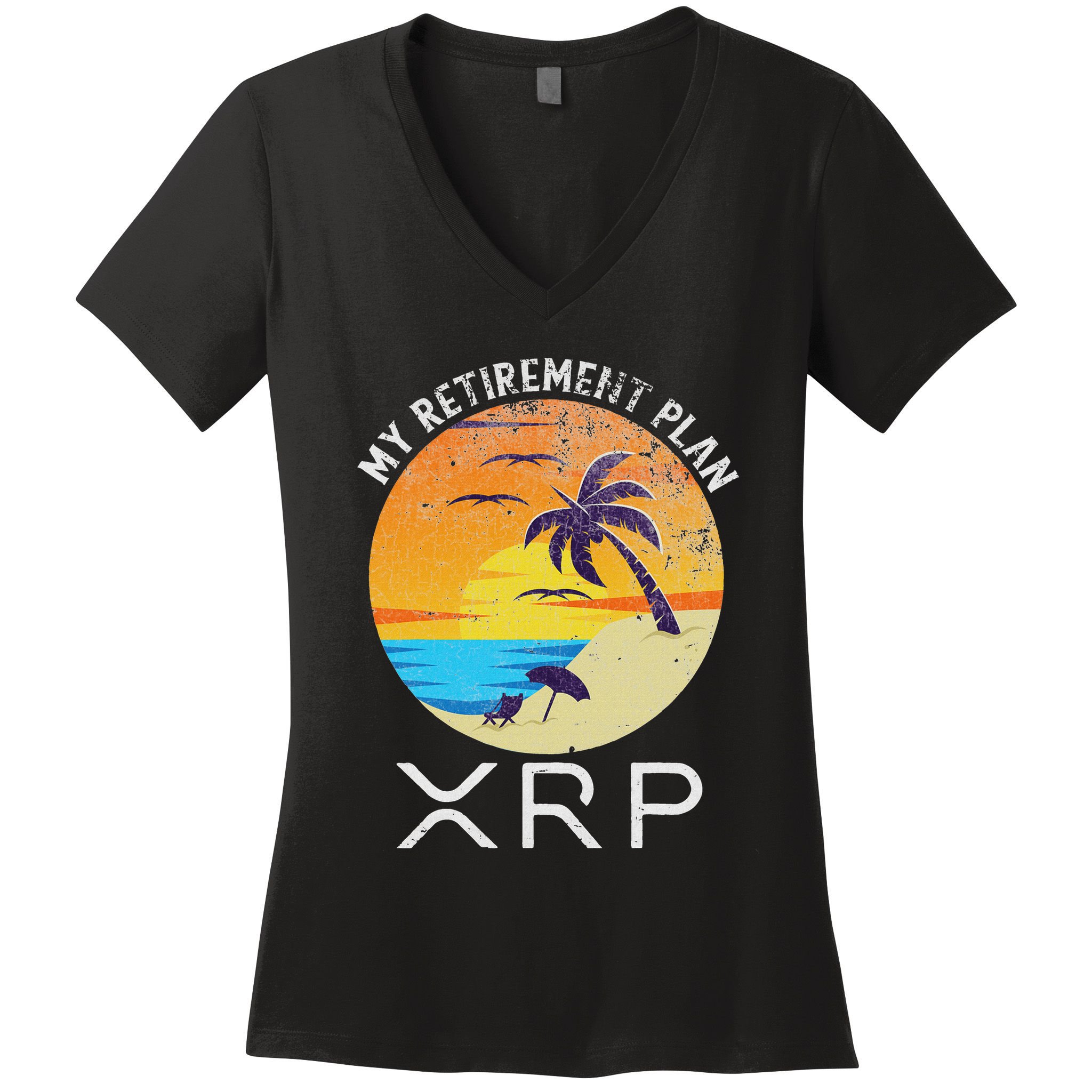 Xrp Ripple Cryptocurrency My Retirement Plan Beach Vacation Women's V-Neck T-Shirt