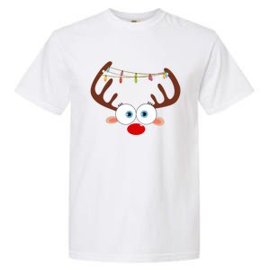 Xmas Reindeer Funny Matching Family Reindeer Face Gift Garment-Dyed Heavyweight T-Shirt