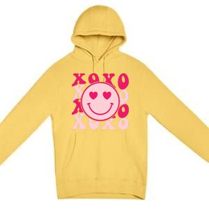 Xoxo Retro Groovy Valentines Day Smile Premium Pullover Hoodie