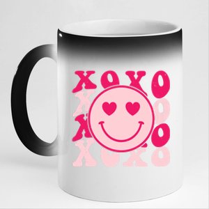 Xoxo Retro Groovy Valentines Day Smile 11oz Black Color Changing Mug