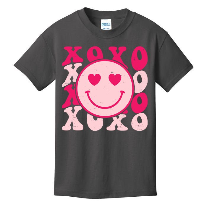 Xoxo Retro Groovy Valentines Day Smile Kids T-Shirt