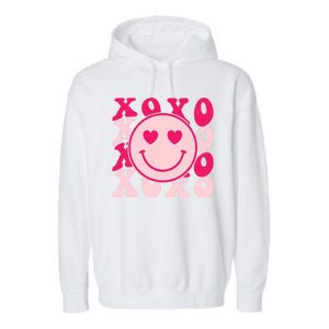 Xoxo Retro Groovy Valentines Day Smile Garment-Dyed Fleece Hoodie