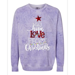 Xmas Red Leopard Buffalo Joy Hope Love Peace Christmas Light Gift Colorblast Crewneck Sweatshirt