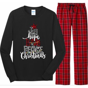 Xmas Red Leopard Buffalo Joy Hope Love Peace Christmas Light Gift Long Sleeve Pajama Set