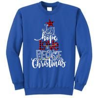 Xmas Red Leopard Buffalo Joy Hope Love Peace Christmas Light Gift Sweatshirt