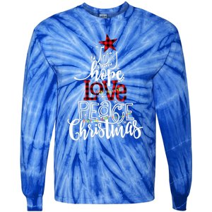 Xmas Red Leopard Buffalo Joy Hope Love Peace Christmas Light Gift Tie-Dye Long Sleeve Shirt