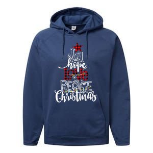 Xmas Red Leopard Buffalo Joy Hope Love Peace Christmas Light Gift Performance Fleece Hoodie