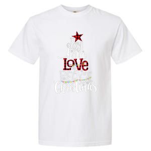 Xmas Red Leopard Buffalo Joy Hope Love Peace Christmas Light Gift Garment-Dyed Heavyweight T-Shirt