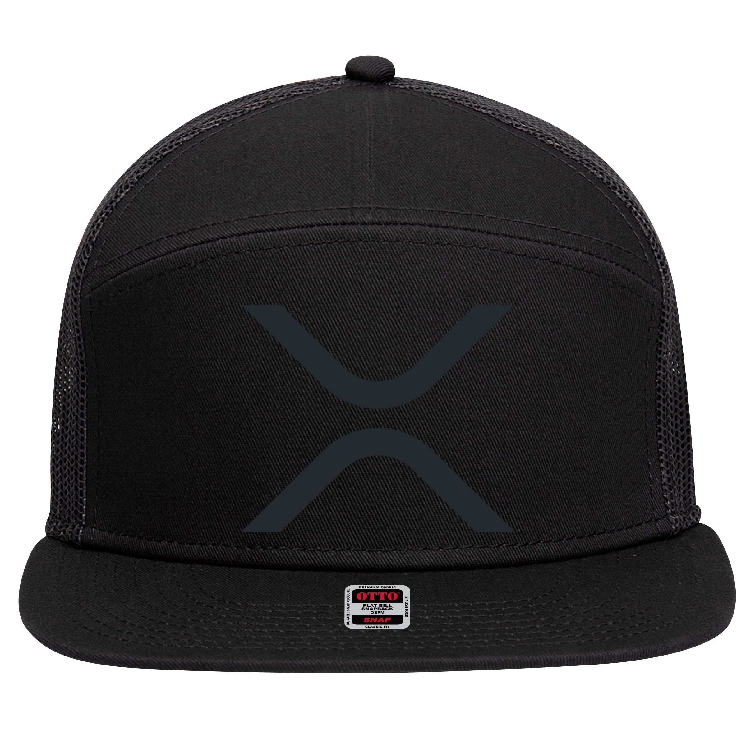 XRP Ripple Logo 7 Panel Mesh Trucker Snapback Hat