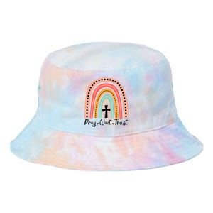 XozL Rainbow Pray Wait Trust Christian Faith Cross Tie Dye Newport Bucket Hat