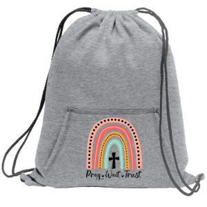 XozL Rainbow Pray Wait Trust Christian Faith Cross Sweatshirt Cinch Pack Bag