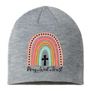 XozL Rainbow Pray Wait Trust Christian Faith Cross Sustainable Beanie