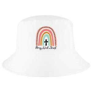 XozL Rainbow Pray Wait Trust Christian Faith Cross Cool Comfort Performance Bucket Hat