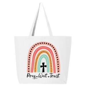 XozL Rainbow Pray Wait Trust Christian Faith Cross 25L Jumbo Tote