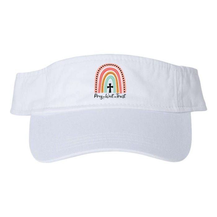 XozL Rainbow Pray Wait Trust Christian Faith Cross Valucap Bio-Washed Visor