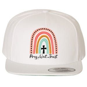 XozL Rainbow Pray Wait Trust Christian Faith Cross Wool Snapback Cap