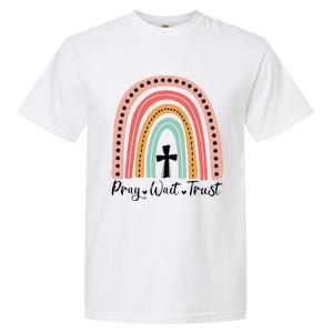 XozL Rainbow Pray Wait Trust Christian Faith Cross Garment-Dyed Heavyweight T-Shirt