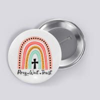 XozL Rainbow Pray Wait Trust Christian Faith Cross Button