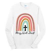 XozL Rainbow Pray Wait Trust Christian Faith Cross Tall Long Sleeve T-Shirt