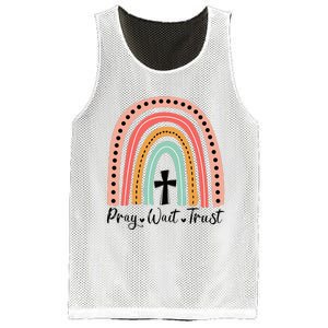 XozL Rainbow Pray Wait Trust Christian Faith Cross Mesh Reversible Basketball Jersey Tank