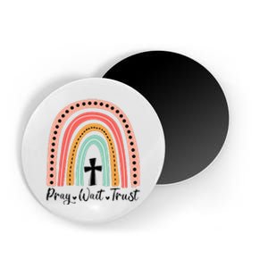 XozL Rainbow Pray Wait Trust Christian Faith Cross Magnet