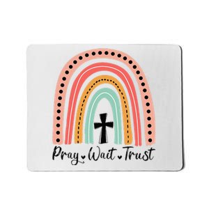 XozL Rainbow Pray Wait Trust Christian Faith Cross Mousepad