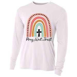 XozL Rainbow Pray Wait Trust Christian Faith Cross Cooling Performance Long Sleeve Crew