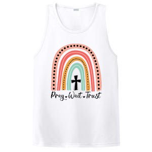 XozL Rainbow Pray Wait Trust Christian Faith Cross PosiCharge Competitor Tank