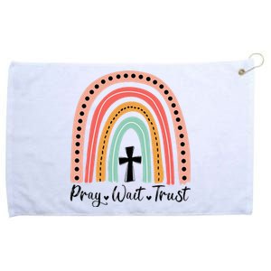 XozL Rainbow Pray Wait Trust Christian Faith Cross Grommeted Golf Towel