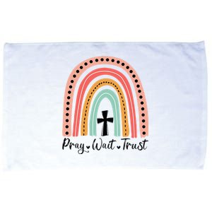 XozL Rainbow Pray Wait Trust Christian Faith Cross Microfiber Hand Towel