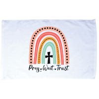 XozL Rainbow Pray Wait Trust Christian Faith Cross Microfiber Hand Towel