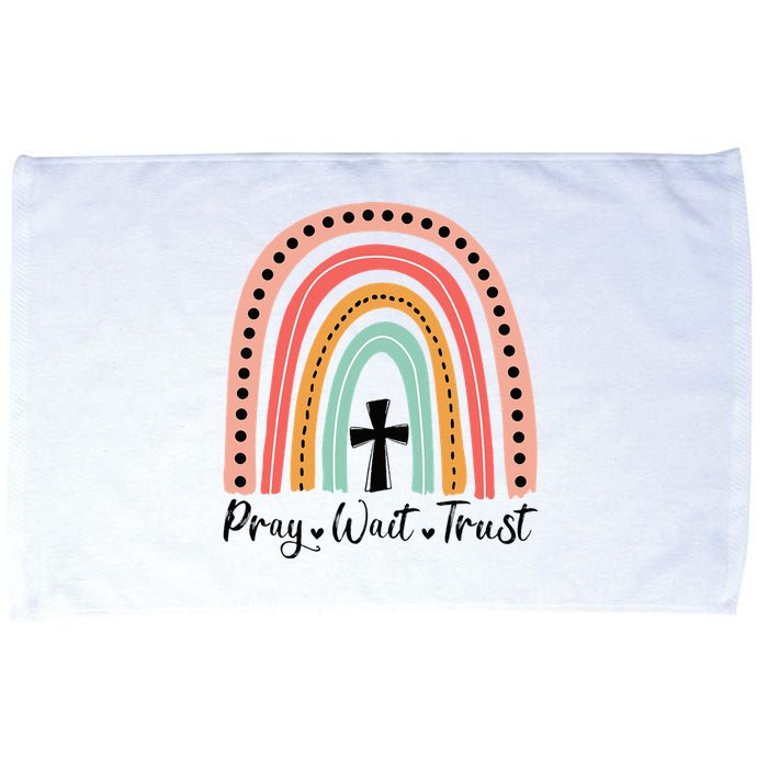 XozL Rainbow Pray Wait Trust Christian Faith Cross Microfiber Hand Towel