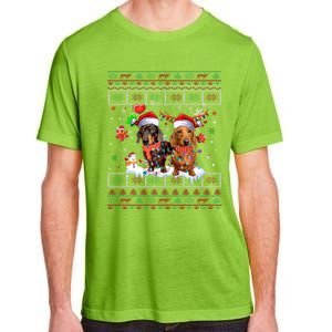 Xmas Reindeer Santa Hat Dachshund Dog Ugly Christmas Gift Adult ChromaSoft Performance T-Shirt