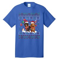 Xmas Reindeer Santa Hat Dachshund Dog Ugly Christmas Gift Tall T-Shirt